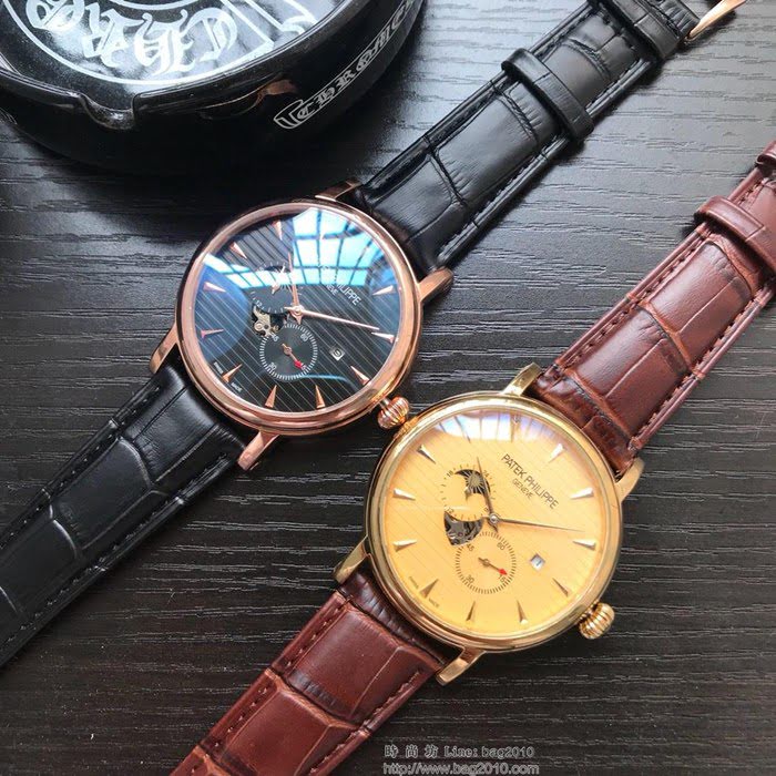 百達翡麗PATEK PHILPPE 全自動機械機芯 小牛皮錶帶 精品男士腕表  wssb3536